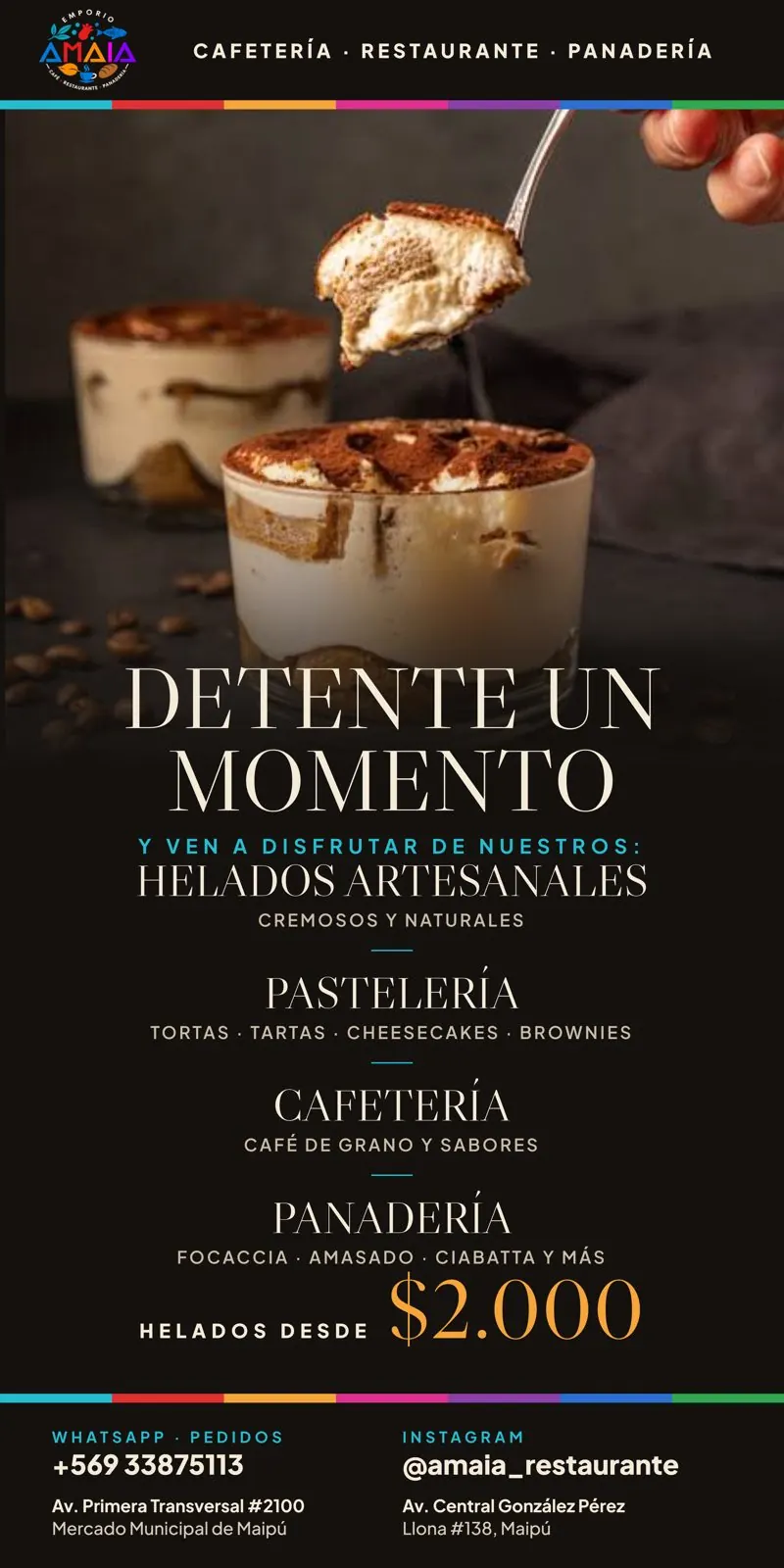 Letrero de helados de Emporio Amaia
